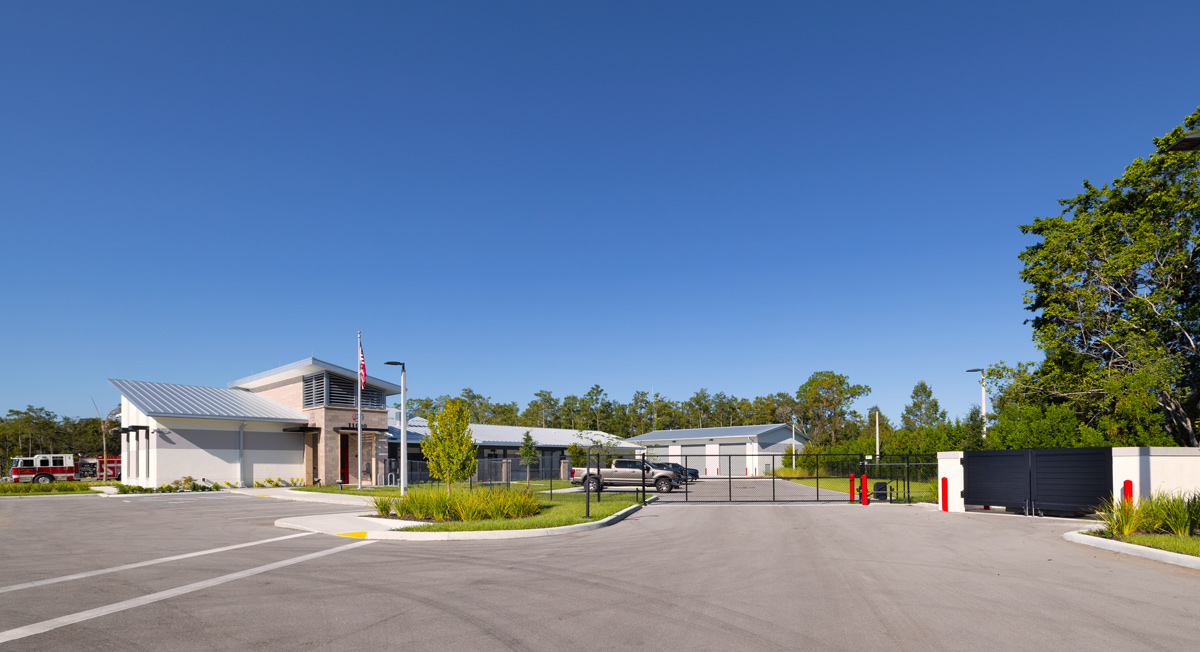 Architectural view of the Fire and Rescue Station 17 Fort Myers, FL.